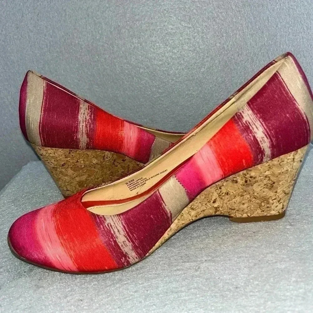 Alex Marie Cork Wedge heel shoe unique colorful whimsical